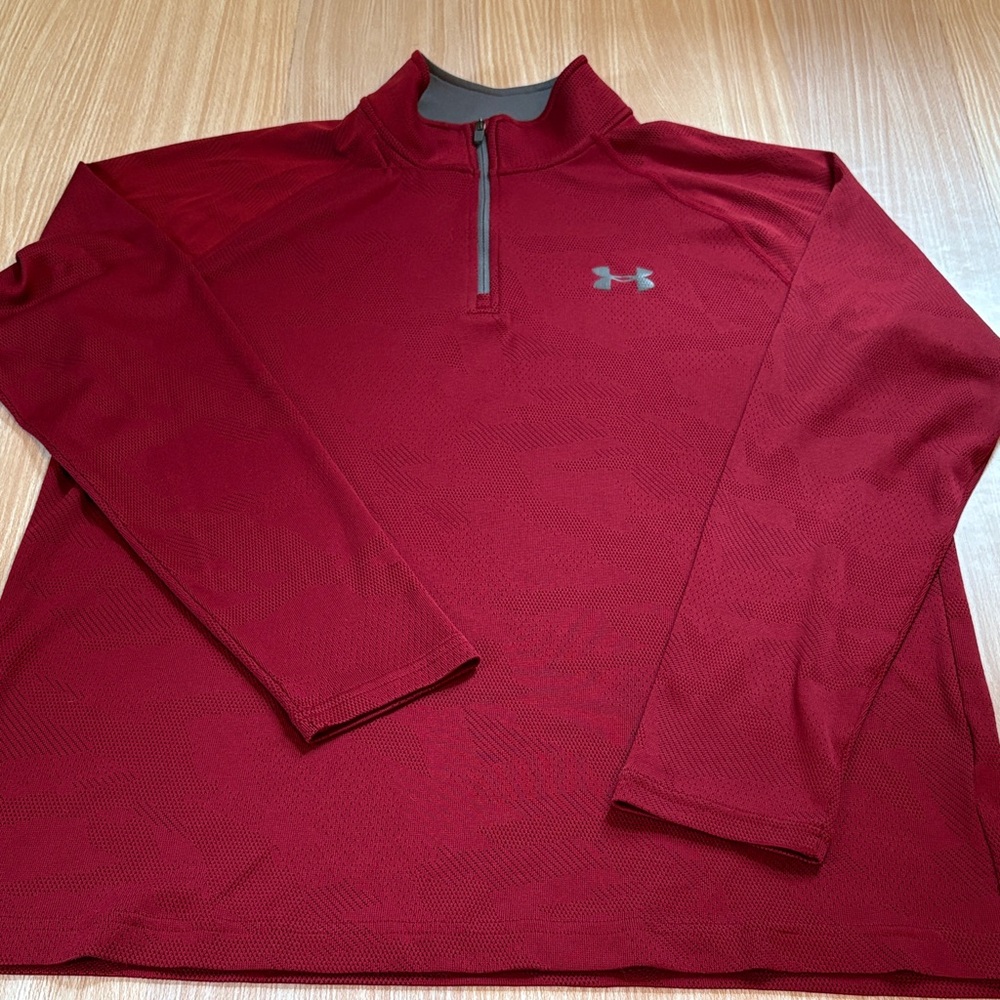 Under Armour 1/4 zip long sleeve loose fit shirt dark red